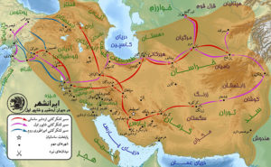 مسیر لشکرکشی های اردشیر بابکان در سال های آغازین سلطنت