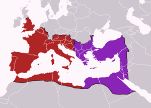 تقسیم امپراتوری روم به دو بخش شرقی و غربی