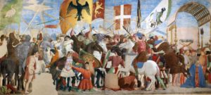 نقاشی صحنه نبرد بین ارتش خسروپرویز و هراکلیوس اثر فرسکو پیرو دلافرانچسکا در دوره رنسانس
