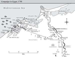 مسیر لشکرکشی ناپلئون به مصر و پیاده شدن در بندر اسکندریه