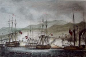 محاصره و بمباران عکا توسط کشتی های انگلیسی.بریتانیا علاقه ای به استقلال مصر نداشت
