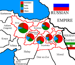تفکیک جمعیتی 6 ایالت ارمنی نشین. تا سال 1882 تعداد آنها به حدود دو میلیون نفر می رسید