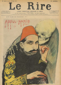 عبدالحمید بر روی جلد مجله لی لیر با نام سلطان سرخ(اشاره به کشتار یهودیان)