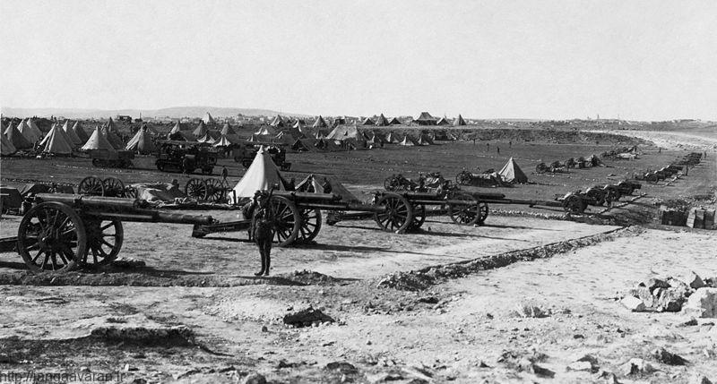 توپخانه ارتش بریتانیا مستقردر بیابان های اطراف اورشلیم