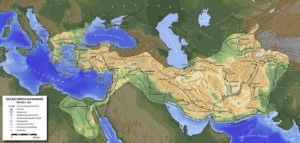 نقشه ایران در زمان حمله اسکندر مقدونی و مسیر لشکرکشی های او