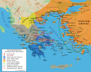 نقشه و محل درگیری های ایران و یونان در زمان داریوش شاه