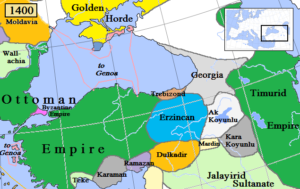 امپراتوری مسیحی ترابوزان در شرق آناتولی در روزهای اوج قدرت. شاهزادگان این امپراتوری بعدها تبدیل به اجداد پادشاهان صفوی شدند
