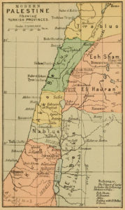 نقشه فلسطین در سال 1892. تا این سال مهاجرت و مسافرت یهودیان به این سرزمین چند برابر شده بود